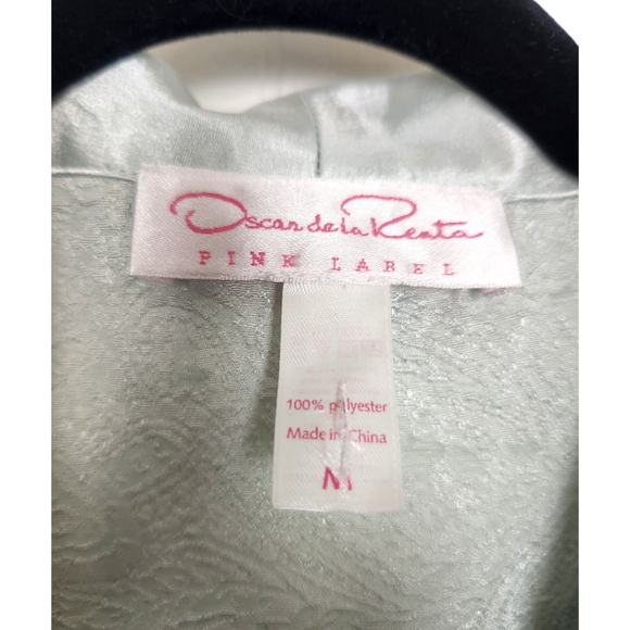 Vintage Oscar De La Renta Pink Label Seafoam Mint Paisley Textured Robe Medium - Picture 5 of 9